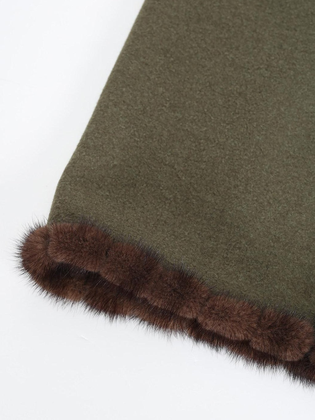 audreyyang Insulated Loose Fit Hooded Wool Blend Hidden Button Beech Green Cropped Jackets