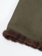 audreyyang Insulated Loose Fit Hooded Wool Blend Hidden Button Beech Green Cropped Jackets