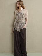 someonesometimes Lightweight Wool Blend Original Ruffle Loose Fit Women Striped Paisley Camisoles
