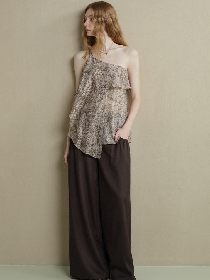 someonesometimes Lightweight Wool Blend Original Ruffle Loose Fit Women Striped Paisley Camisoles