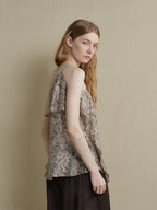 someonesometimes Lightweight Wool Blend Original Ruffle Loose Fit Women Striped Paisley Camisoles