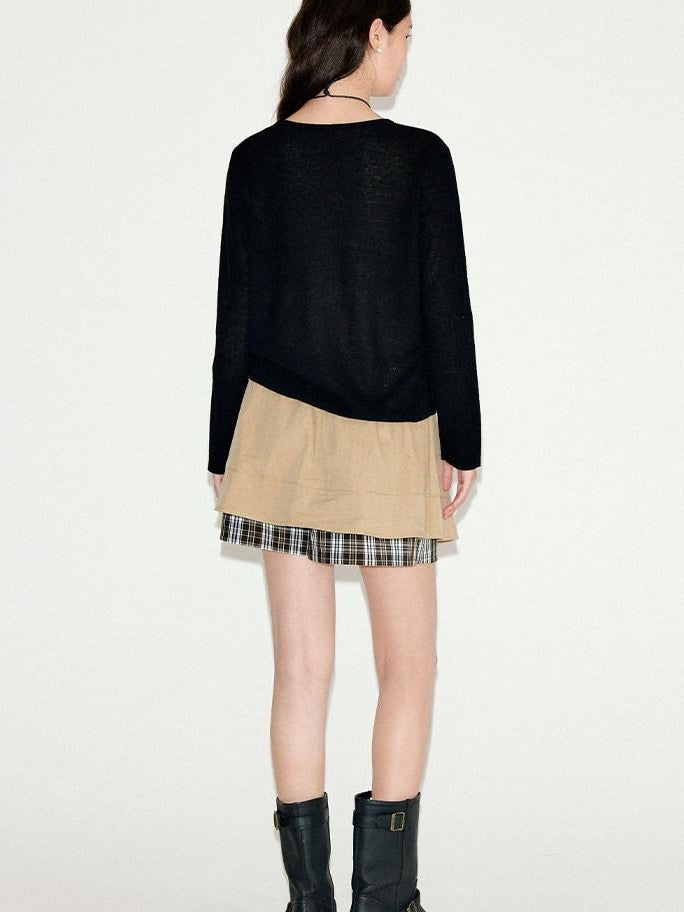 fano Khaki Drawstring A Line Mid Waist Casual Cotton Blend Women Mini Skirts