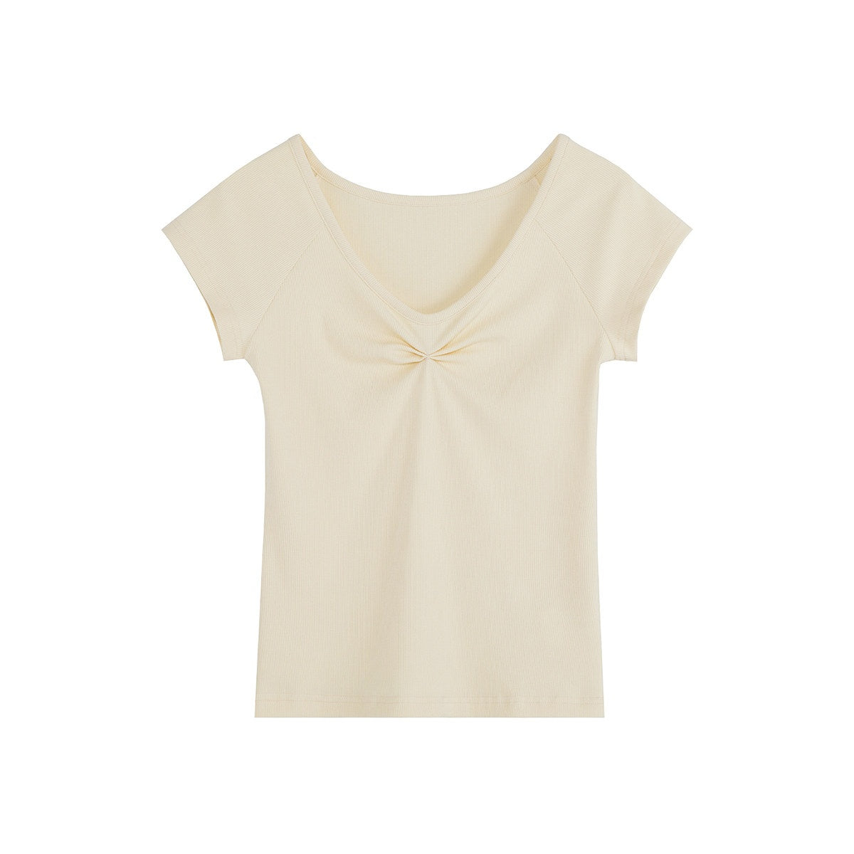 fano_V-neck_Drawstring_Cotton_Blend_Minimal_Straight_Women_Short_Sleeve_T-Shirts_MISSTT