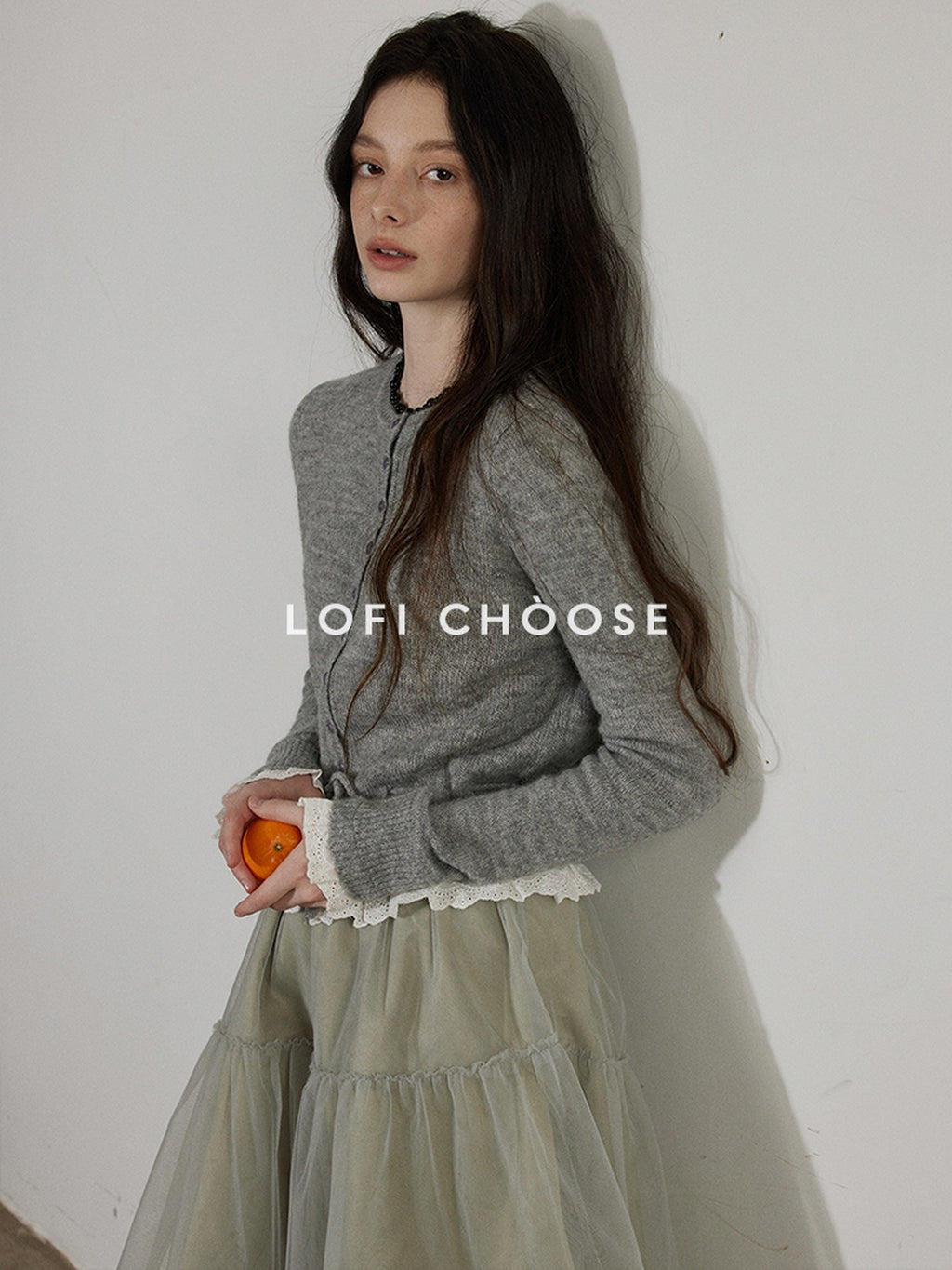 Lofi choose High Waist Bubble Skirt Relaxed Fit Office Custom Dyed Almond Gray Midi Skirts