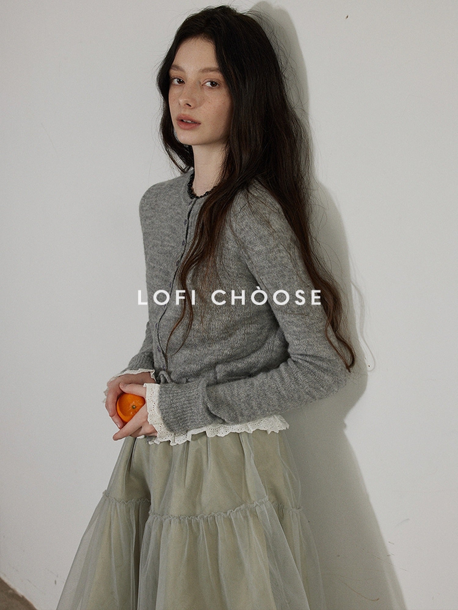 Lofi choose High Waist Bubble Skirt Relaxed Fit Office Custom Dyed Almond Gray Midi Skirts