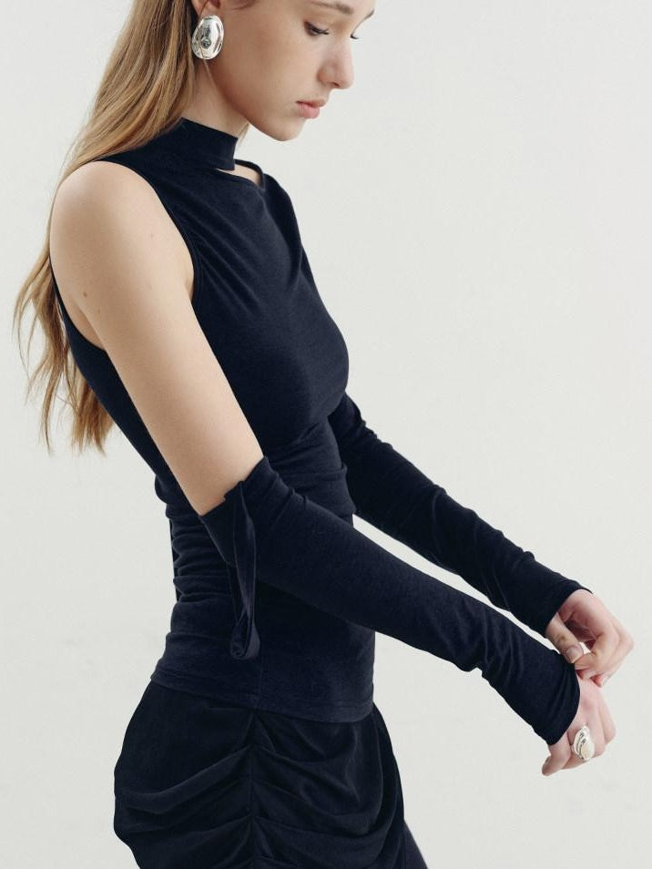 someone sometimes Viscose Cotton Blend Cutout Slim Fit Casual Women Asymmetric Neck Knit Sweaters