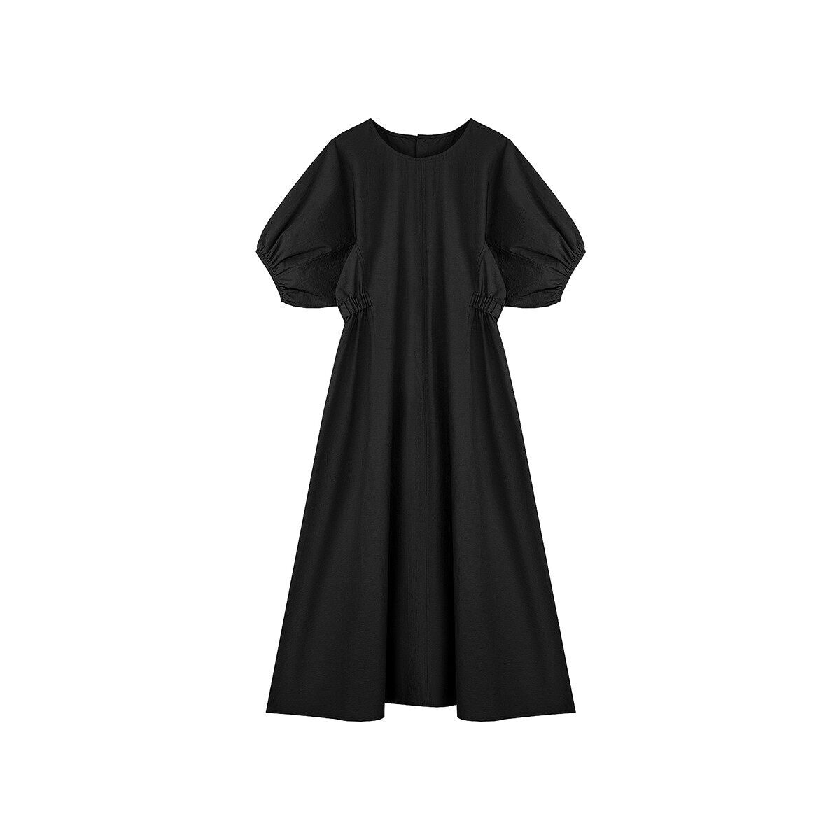fano_Structured_High_Waist_Workwear_A_Line_Short_Sleeve_Cotton_Blend_Maxi_Dresses_MISSTT
