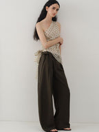 someonesometimes Ruched Asymmetrical Tie One Shoulder Workwear Floral Polyester Beige Tube Tops