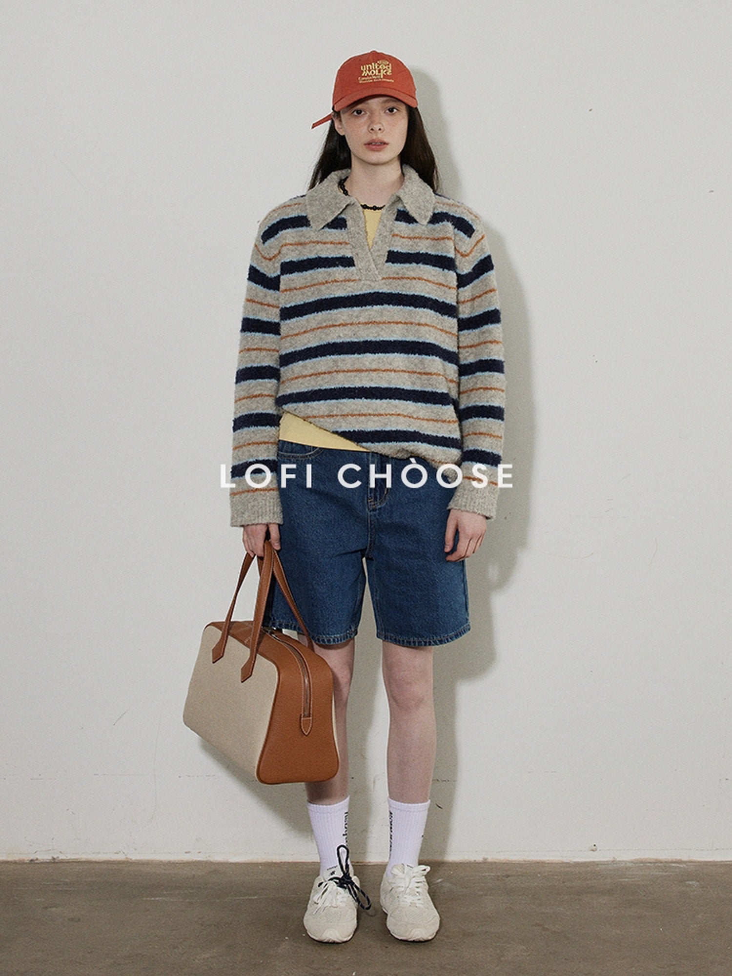 Lofi choose Washed High Waist Loose Fit Micro Stretch Women Casual Blue White Denim Shorts