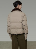unspoken 90 White Duck Down Warm Loose Commuter Zip Lapel Women Down Jackets