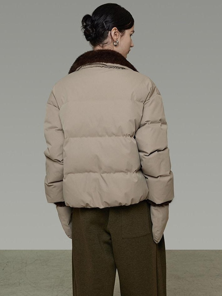 unspoken 90 White Duck Down Warm Loose Commuter Zip Lapel Women Down Jackets