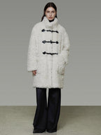 unspoken Warm Stand Collar Loose Mid Length Minimal Commuter Women Polyester Long Coats