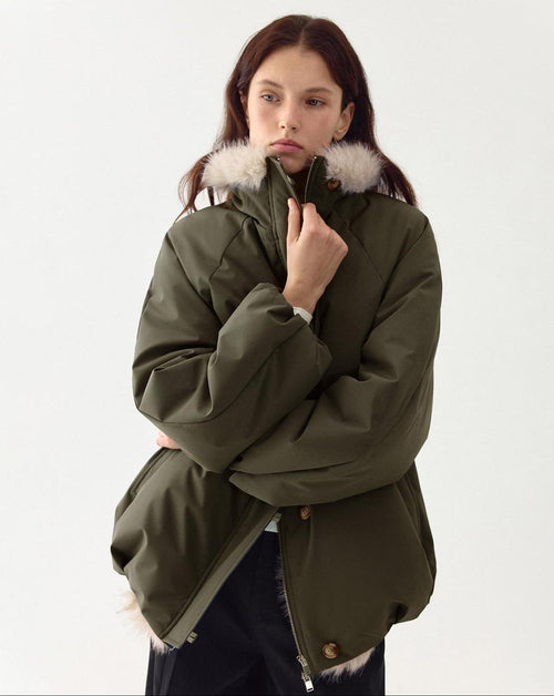 fano 90% White Duck Down Thermal Straight Fit Commuter Olive Zipper Down Jackets