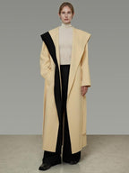 unspoken Thick Cozy Longline Loose Fit Minimal Commuter Cream Black Wool Coats