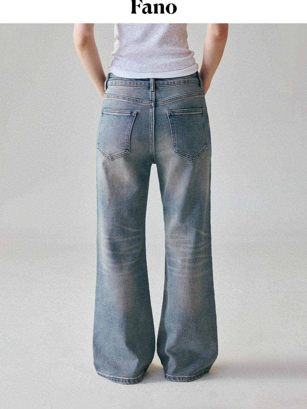 fano Vintage Blue Green Micro Stretch Natural Waist Relaxed Casual Straight Leg Jeans