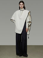 unspoken Premium Sheep Wool Blend 3D Tailored Loose Fit Commuter Women White Wool Coats