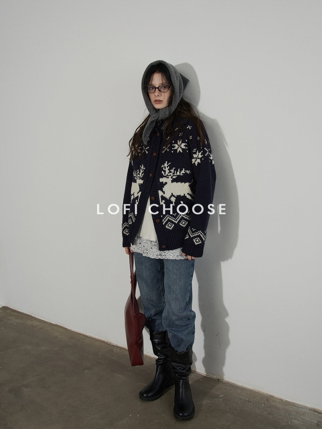Lofi choose Cozy Soft Knit Office Relaxed Colorblock Women Navy Button Cardigans