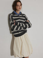 Lofi choose High Waist Irregular Hem Loose Fit Workwear Solid Beige Office Midi Skirts