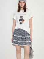 fano Soft Stretch Cotton Printed Commuter Loose Fit White Gray Short Sleeve T-Shirts