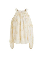 unspoken Breathable Skin Friendly Embroidered Loose Round Neck Long Sleeve Office Blouses