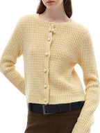 someonesometimes Soft Alpaca Blend Commuter Artsy Crew Neck Button Long Sleeve Cream Cardigans