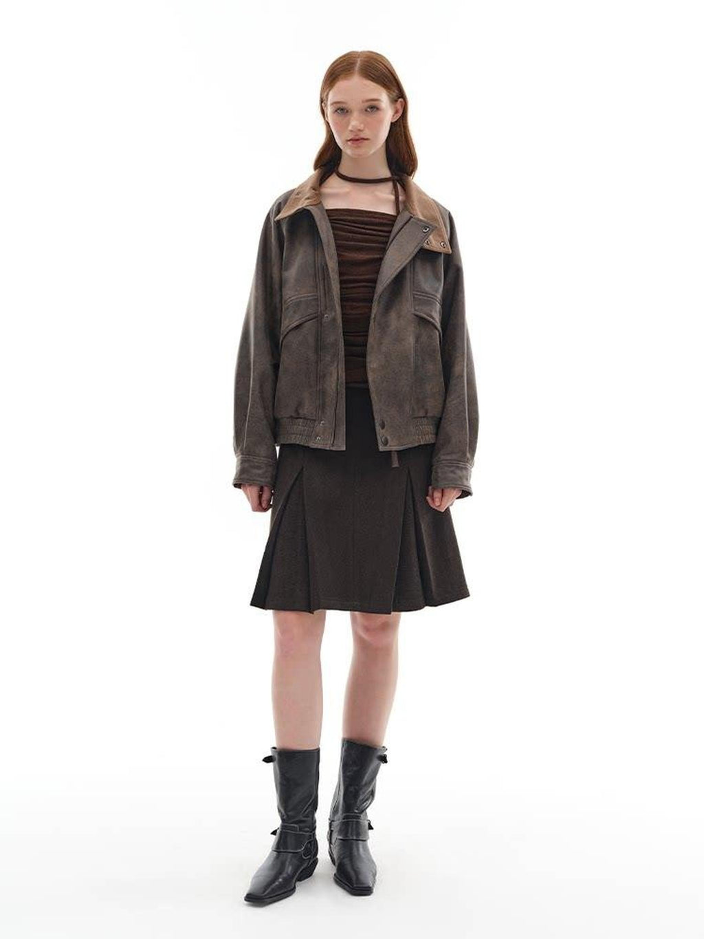 someone sometimes Viscose Wool Blend Slim Fit A Line Mid Waist Lined Women Tan Midi Skirts