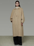 unspoken Thick Minimalist Loose Fit Structured Cut Office Light Camel Long Coats