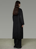 unspoken Heavyweight Lambswool Blend Minimal Commuter Loose Longline Black Wool Coats