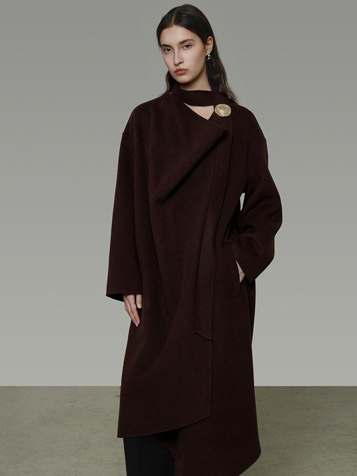 unspoken 100 Percent Sheep Wool Mid Length Relaxed Minimalist Workwear Wool Coats