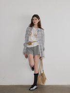 Lofi choose High Waist Loose Straight Leg Women Commuter Grey Casual Mini Shorts