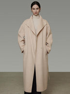 unspoken 100 Percent Wool Longline Thick Structured Relaxed Minimalist Blush Wool Coats