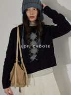 Lofi choose Cozy Modal Wool Blend Polka Dot Turtleneck Loose Fit Women Office Knit Sweaters