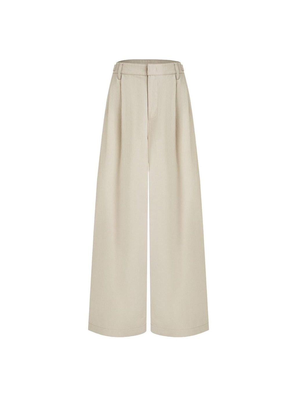 unspoken Pleated Natural Waist Minimalist Loose Women Khaki Zipper Wide Leg Pants