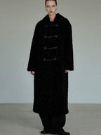unspoken Thick Double Breasted Commuter Straight Fit Women Black Polyester Long Coats