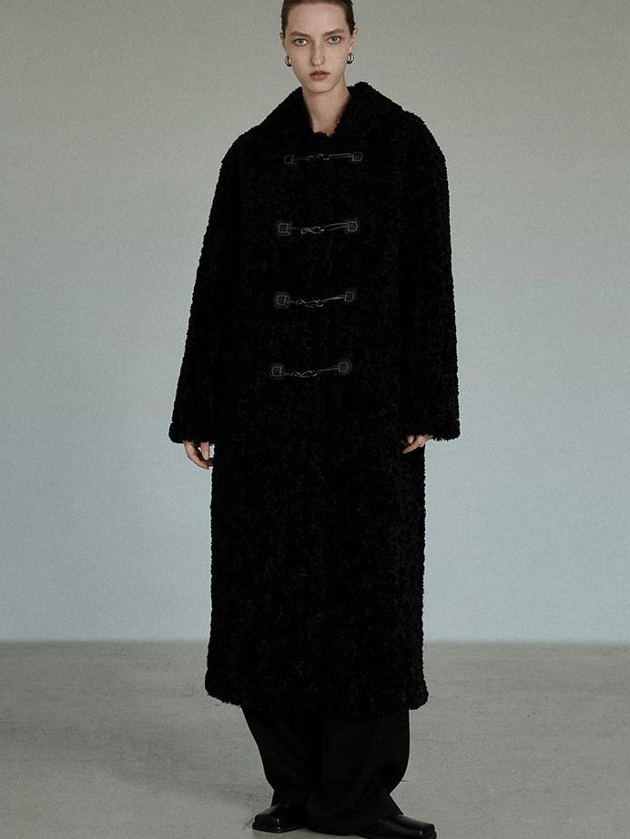 unspoken Thick Double Breasted Commuter Straight Fit Women Black Polyester Long Coats
