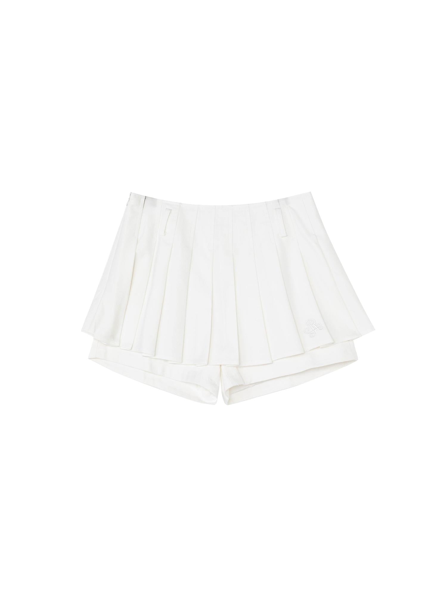 ikyou Fade Resistant Embroidered Pleated A Line Mid Waist Side Zipper Women Mini Skirts