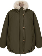 fano 90% White Duck Down Thermal Straight Fit Commuter Olive Zipper Down Jackets