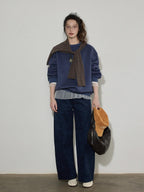 Lofi choose High Waist Stretch Wide Leg Zip Office Casual Women Brown Navy Straight Pants