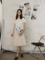 Lofi choose High Waist Flattering Wide A Line Loose Workwear Pink Full Circle Midi Skirts