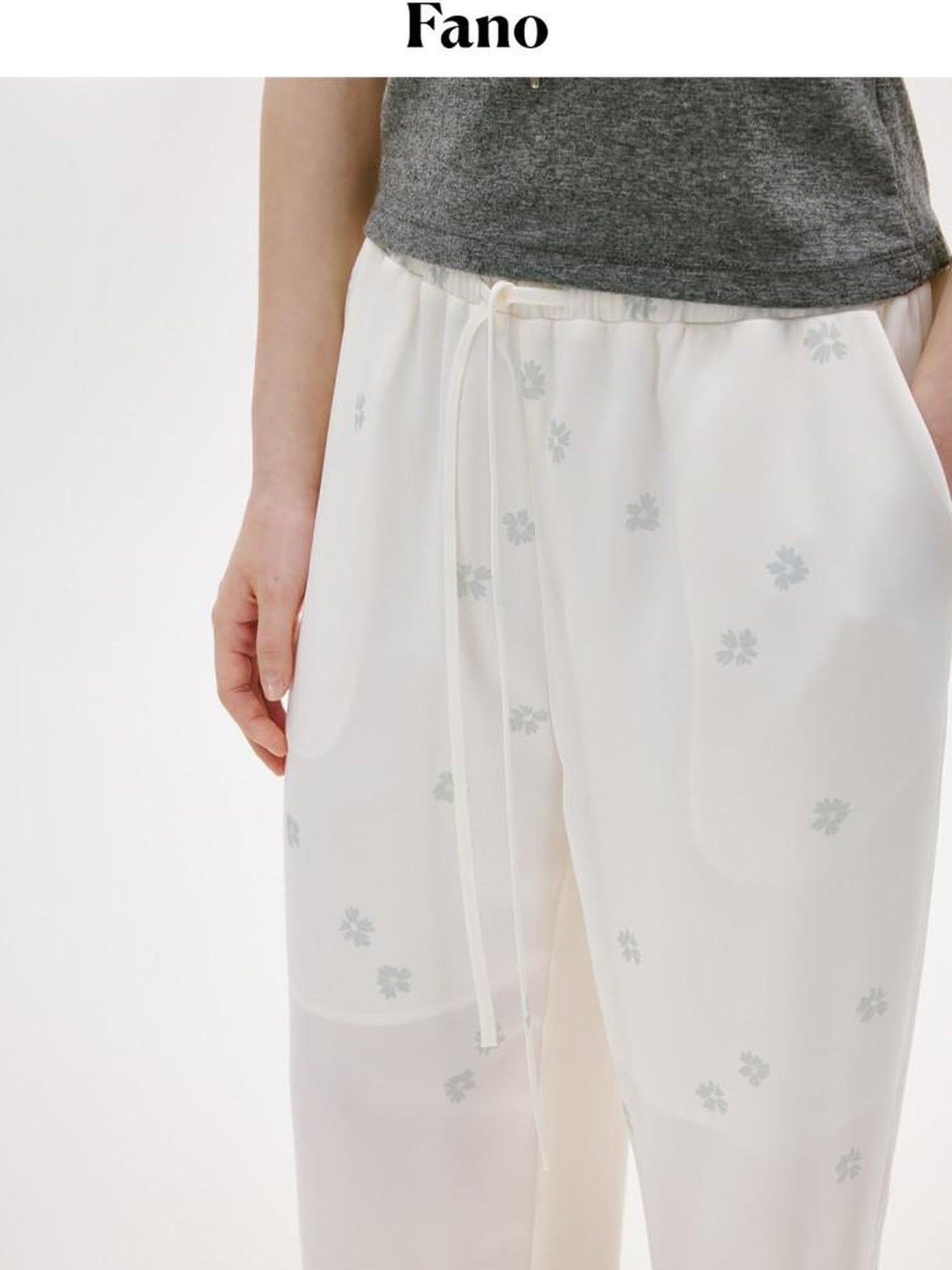 fano Elastic Waist Pocketed Wide Leg Korean Commuter Loose Stretch White Sweatpants