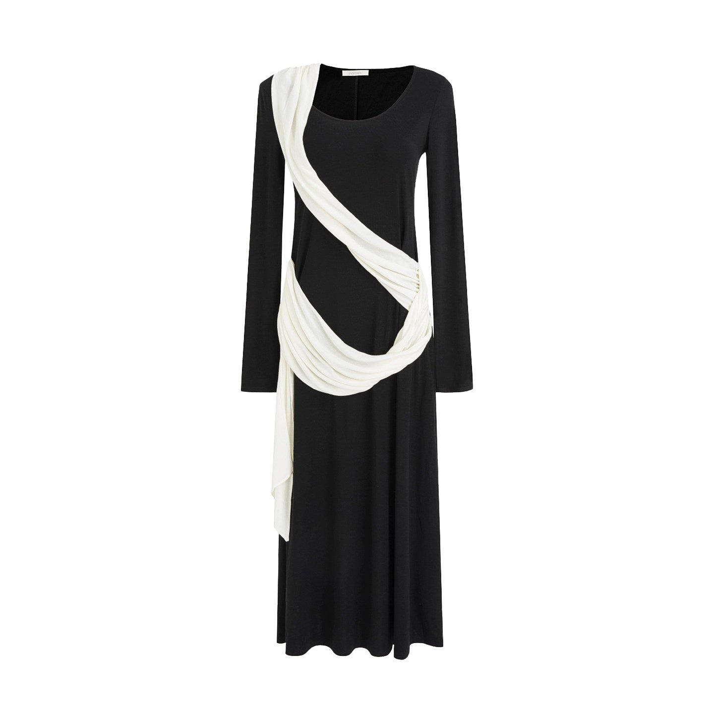 unspoken_Slimming_High_Waist_A_Line_Knit_Long_Sleeve_Workwear_Black_Women_Maxi_Dresses_MISSTT