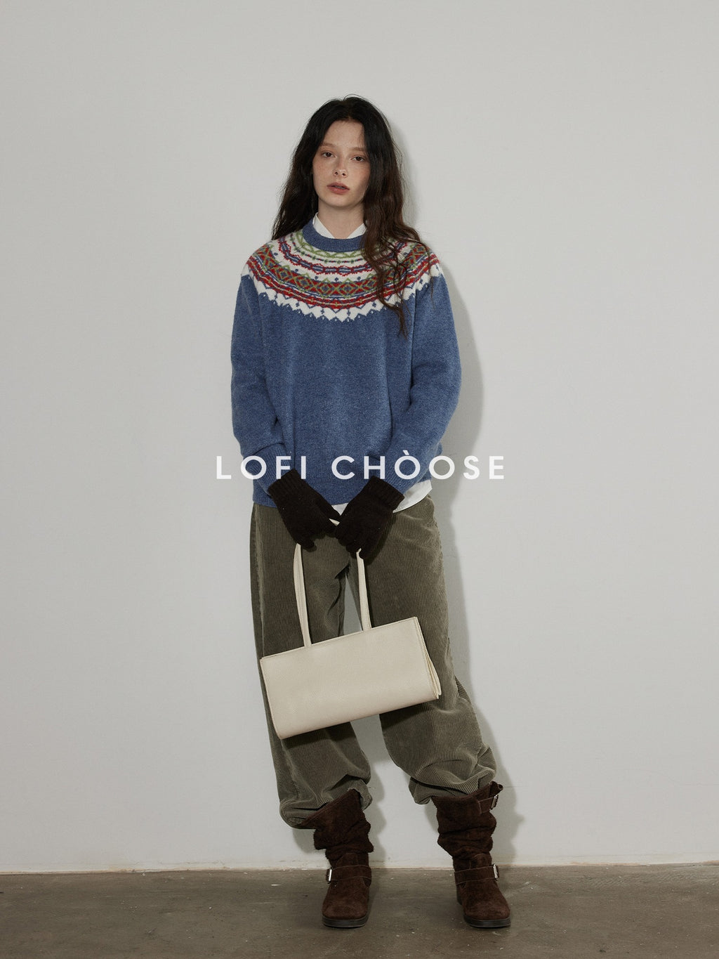 Lofi choose High Waist Chunky Stripe Office Ready Women Light Gray Wide Leg Pants