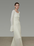unspoken Breathable Comfortable Commuter Cutout Waist Bell Sleeve Maxi Dresses