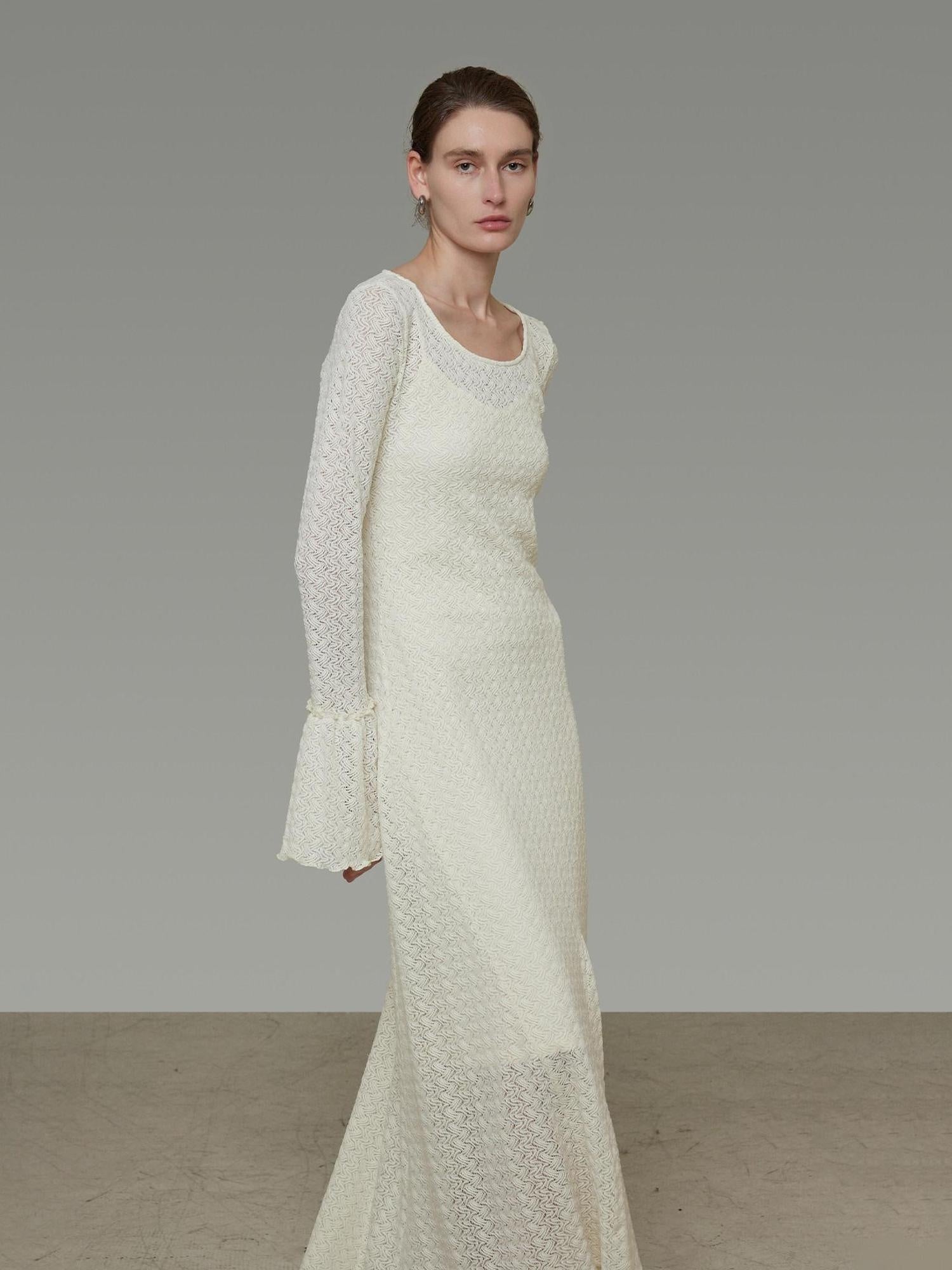 unspoken Breathable Comfortable Commuter Cutout Waist Bell Sleeve Maxi Dresses