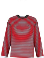 fano Comfort Cotton Stretch Striped Korean Loose Fit Women Long Sleeve T-Shirts