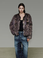 unspoken Warm Minimal No Collar Mocha Brown Women Commuter Polyester Short Coat