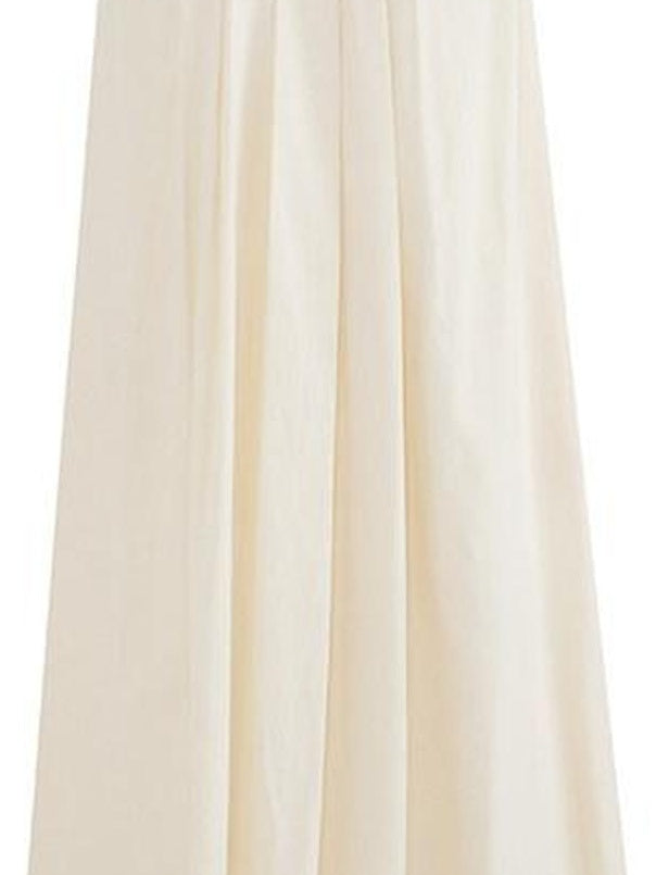 fano High Waist Structured A Line Sleeveless Cotton Lyocell Office Maxi Dresses