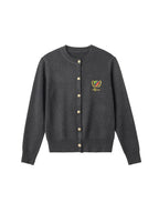 ikyou Embroidered V-neck Minimal Office Knit Button Front Long Sleeve Cardigans