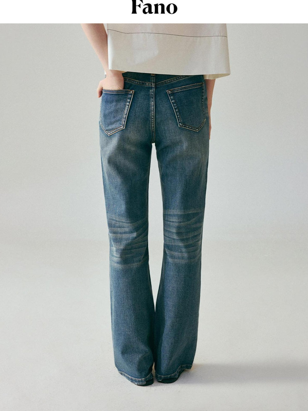 fano Light Blue Casual Relaxed Natural Waist Zip Fly Denim Straight Leg Jeans