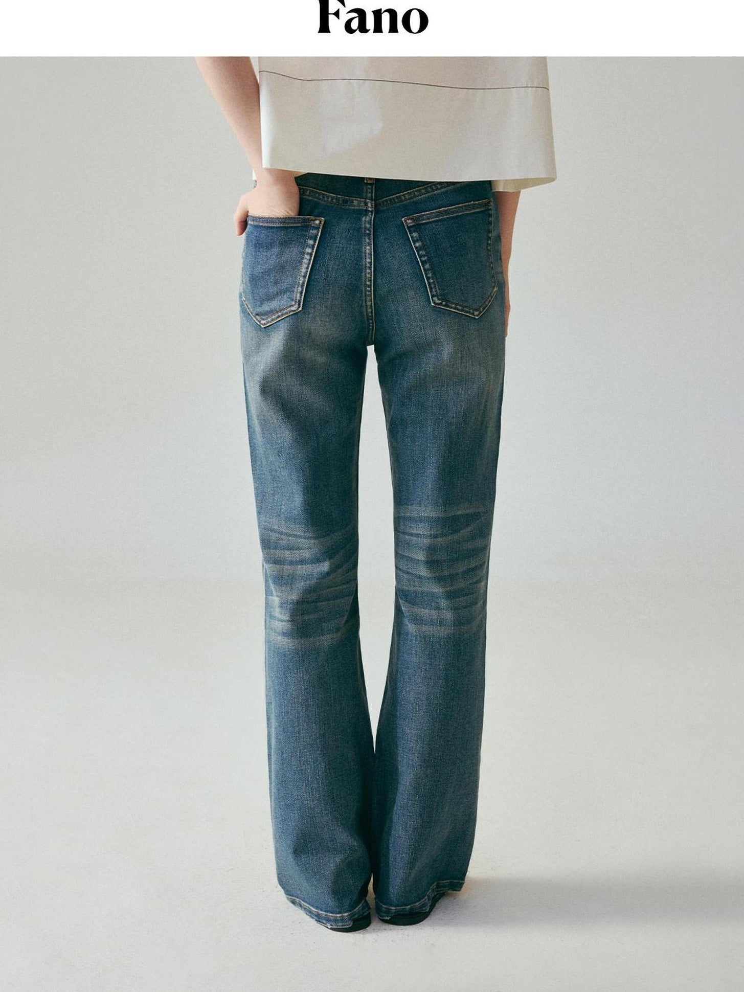 fano Light Blue Casual Relaxed Natural Waist Zip Fly Denim Straight Leg Jeans